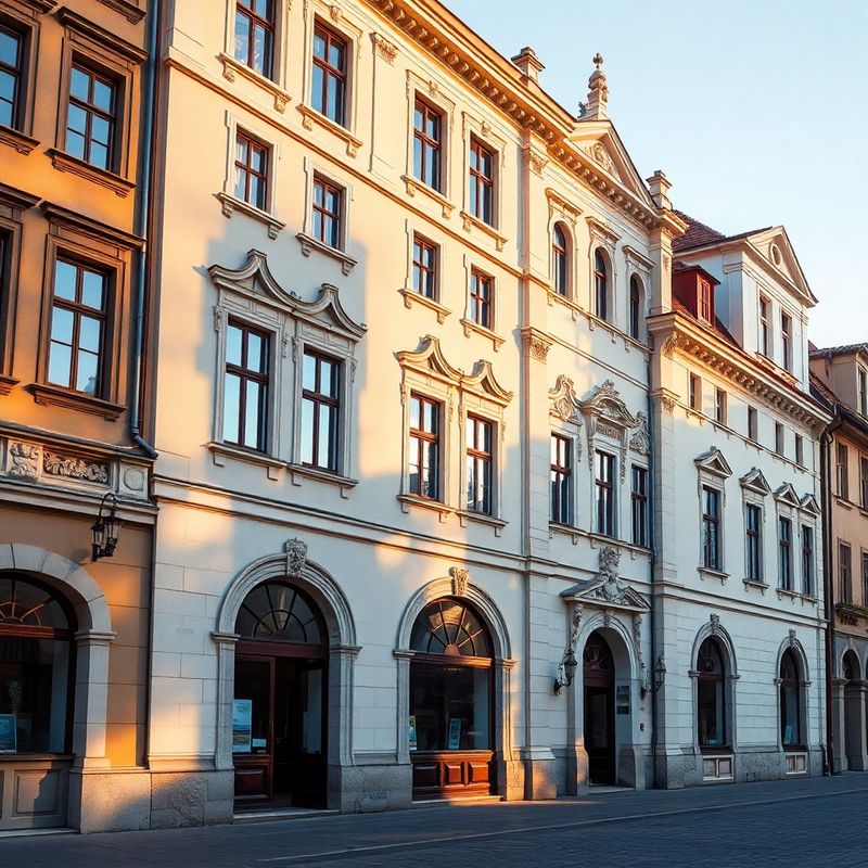 Fasáda budovy na námestí v Banskej Bystrici v popoludňajšom svetle