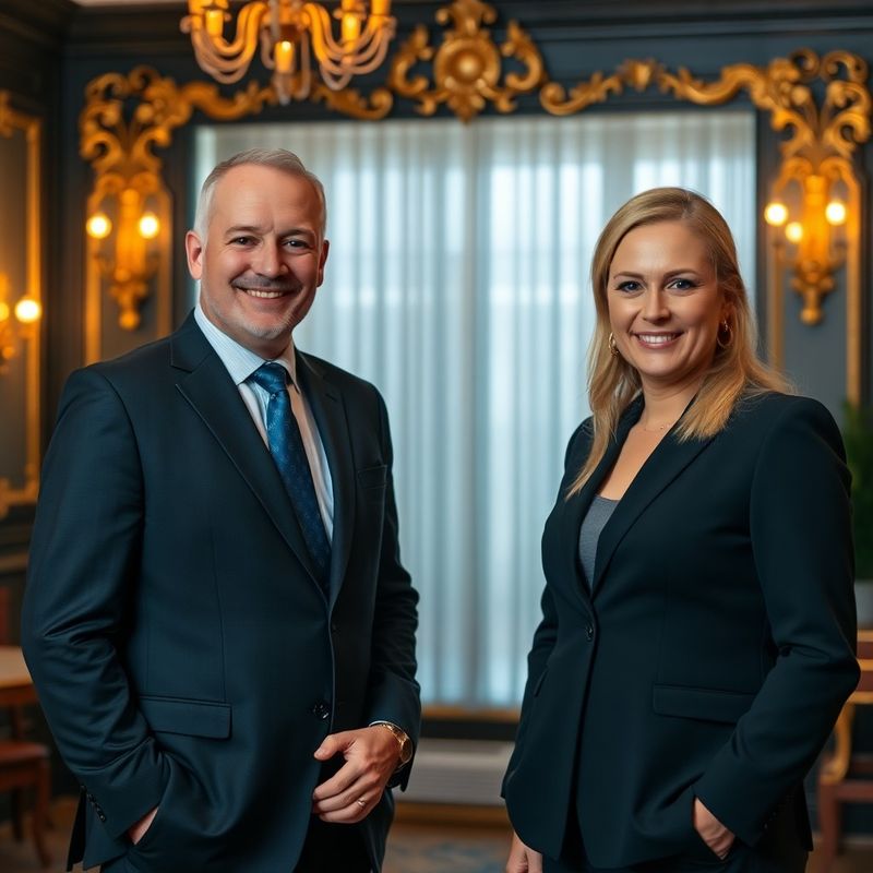 Dvaja slovenskí poradcovia v kancelárii v tónoch antracitu a zlata